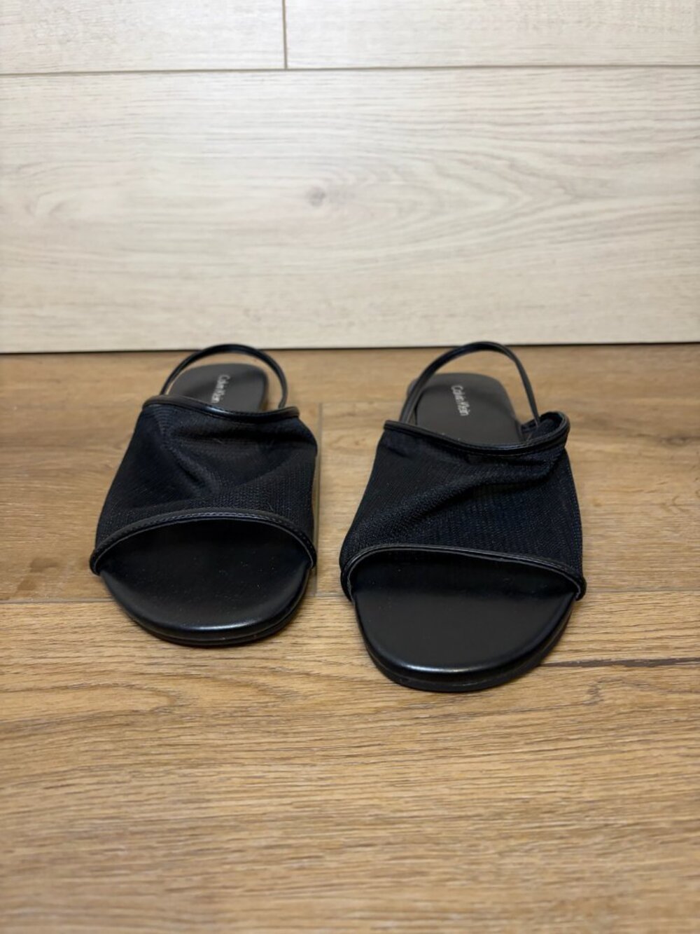 Calvin Klein Gaven Black Mesh Slingback Flat Sandals Size 7M